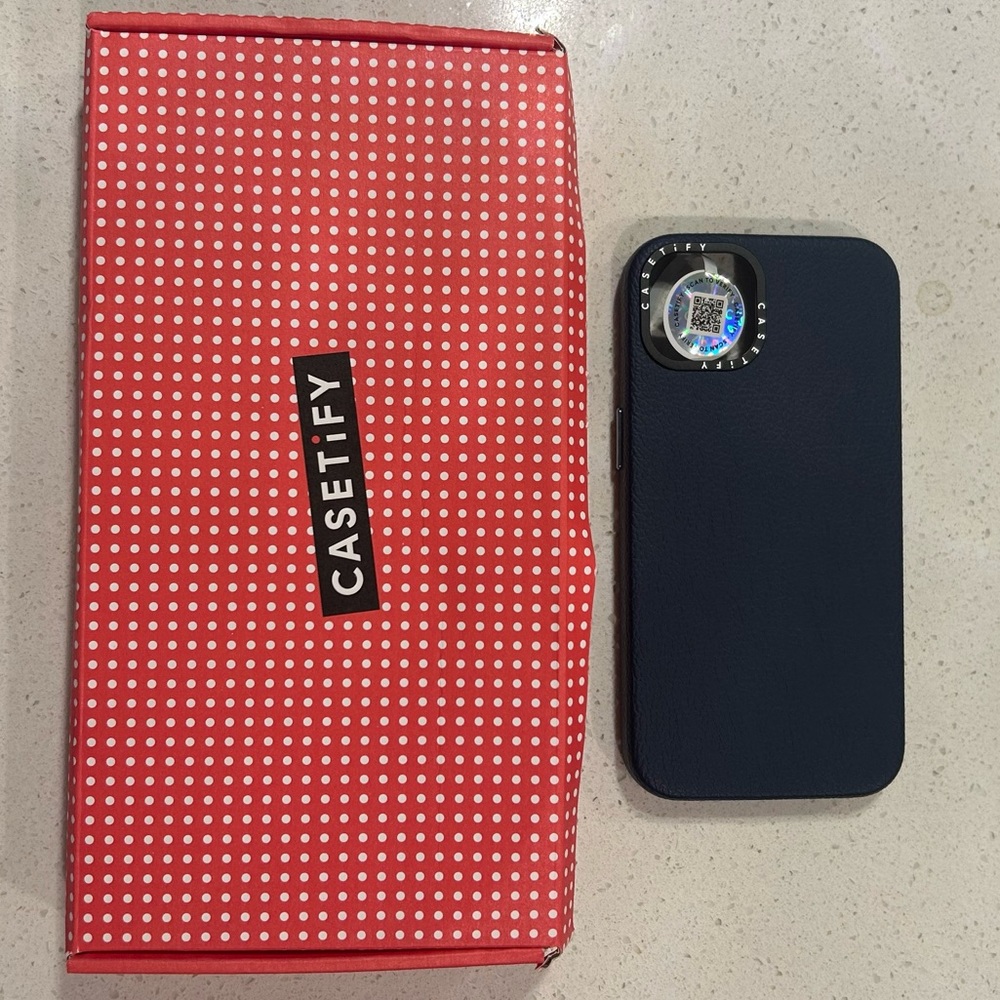 CASETiFY - Navy Blue Leather Phone Case - 14